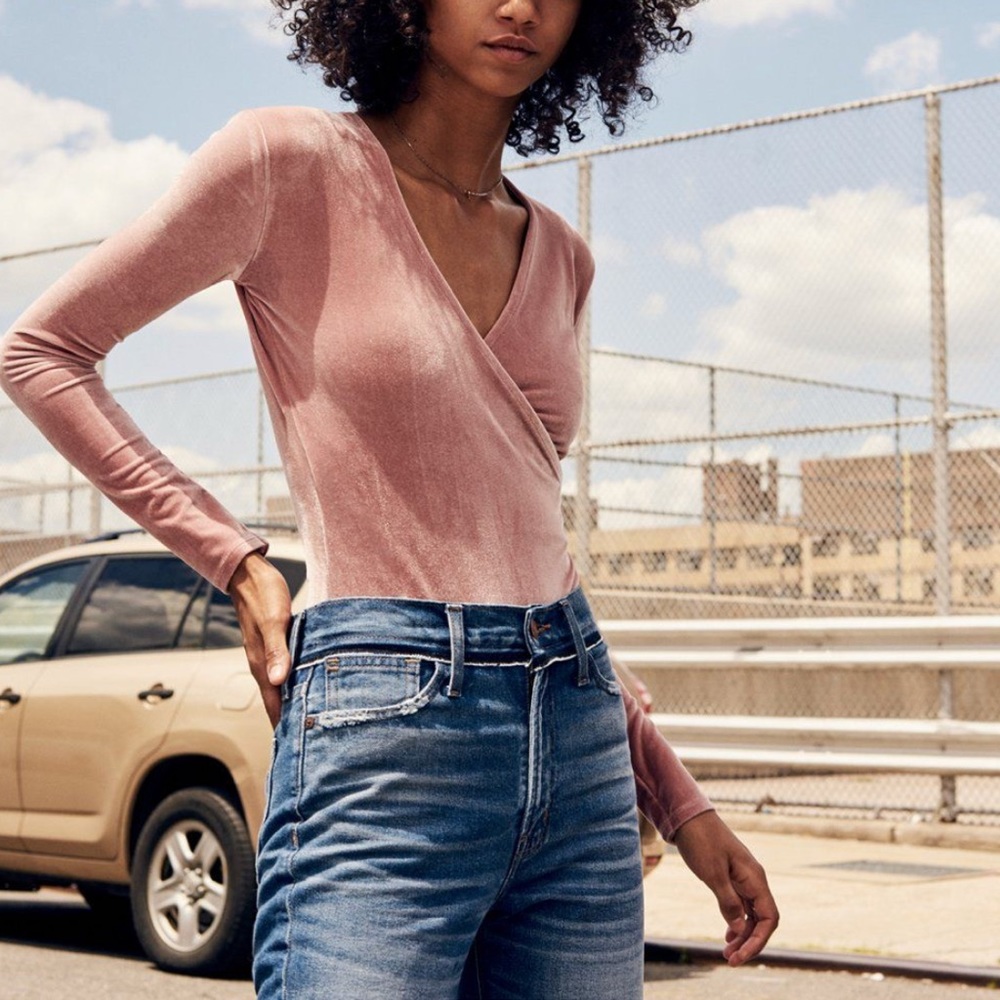 Madewell Velvet Wrap Bodysuit